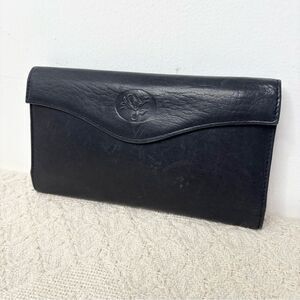 Vintage Buxton Black Leather Clutch Wallet Framed Purse Kisslock